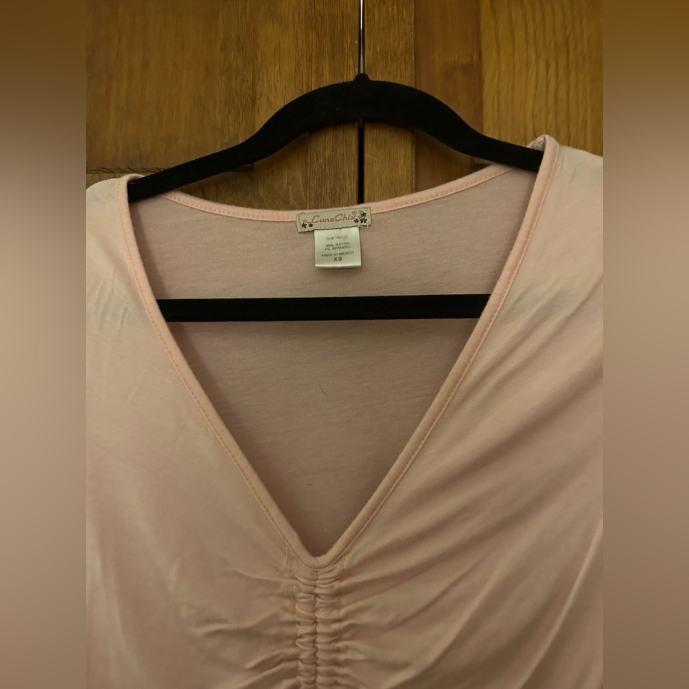 Luna Chix Women’s Sz XS Pink Ruching Balletcore Y2K Inspired Long Sleeved Top - Picture 5 of 15